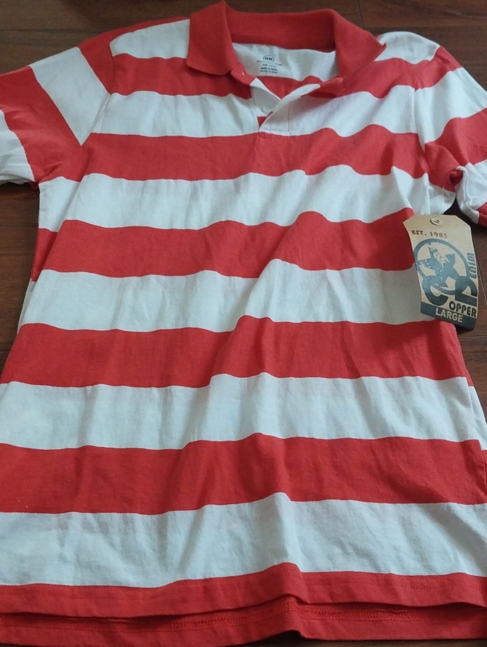 Kids Red & White Striped Polo Shirt